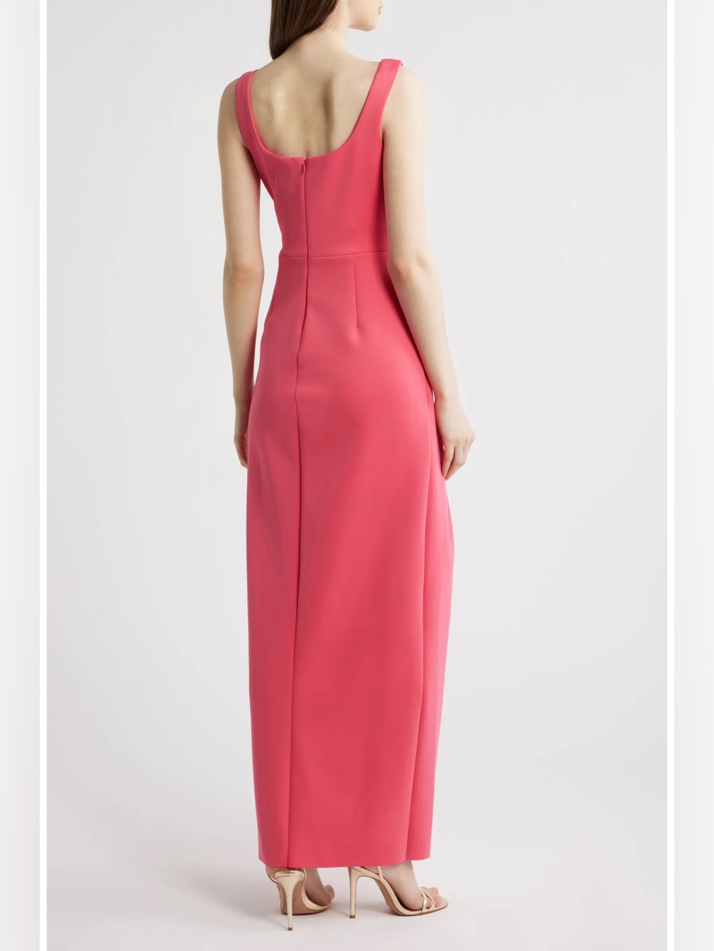 Vince Camuto Coral Pink Sleeveless Draped Column Dress - Picture 2 of 6